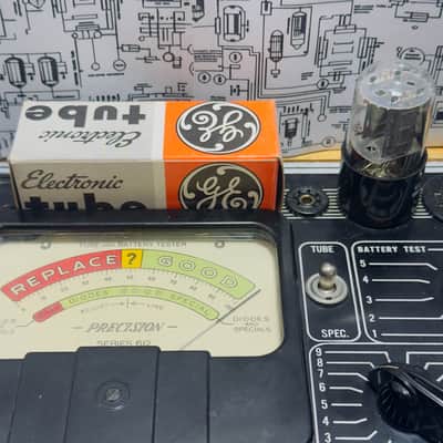 GE 6SN7GTB Matched Pair NOS Vacuum Tubes Grey Plate Side Getter Double Mica image 2