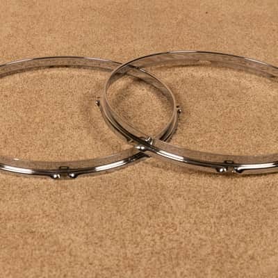 Vintage 14" Ludwig Chrome Over Brass Hoops (Pair) image 1