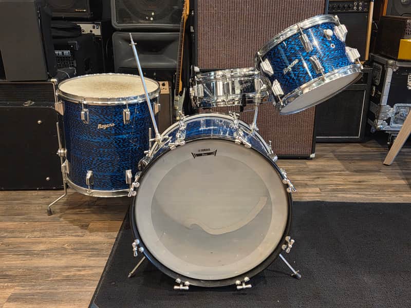 Vintage 1967 Rogers ONE OWNER 4pc Holiday Drum Kit Blue Onyx w/ Legs & Mounts + Silver Powertone Snare image 1