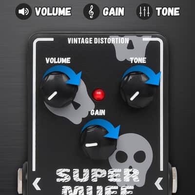 STRICH Distortion Guitar Pedal, Morpher Distortion, Super Muff Analog, Tight, Classic Crunch 80s Metal, True Bypass for Electric Guitar, White and Black image 4