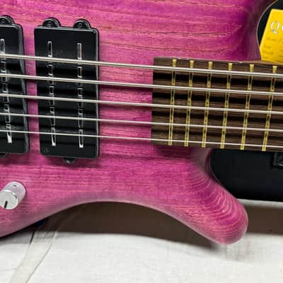 Warwick Pro Series Teambuilt GPS1485 07PA ASH FR Corvette $$ Double Buck 5-string Bass with COA + Gig Bag 2022 - French Violet Transparent Satin image 6