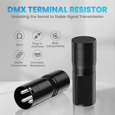 3-Pin DMX Terminator 2 Pack, 120 Ohm XLR Terminators, 3 Pin Male Optimal Signal Termination Resistor Lighting Accessories for Stage Par Lights XLR Audio Systems DJ Light Party, Black image 3
