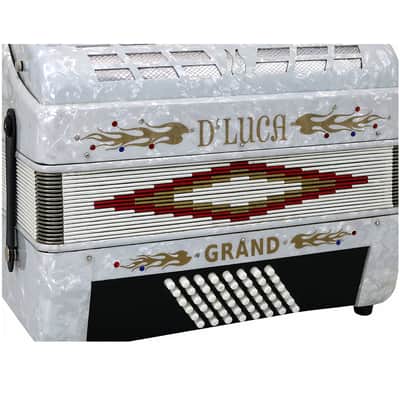 D'Luca Grand Piano Accordion 3 Switches 30 Keys 48 Bass with Case and Straps, White image 6