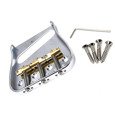 Brio ​Left Handed Telecaster Guitar Bridge – 54mm Brass Plate, 3 Compensated Saddles – Top-Load & String-Through, Curved Vintage Style image 3