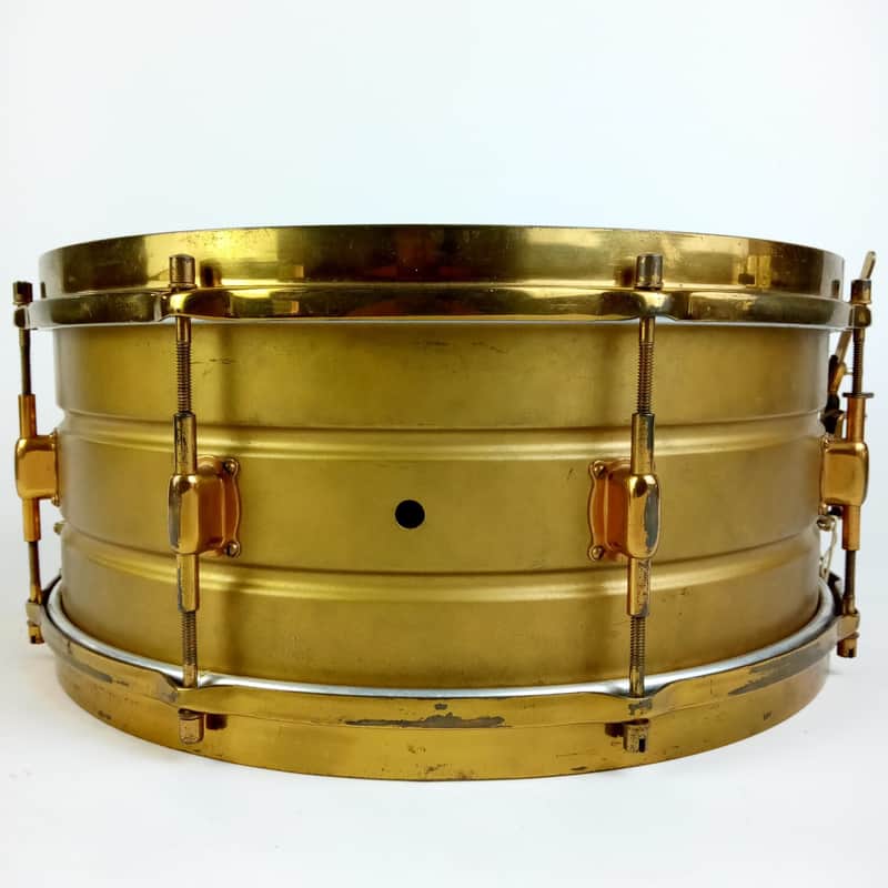 Leedy 6x14" Colonial Gold Snare Drum+Speedway Throw Nobby Full Dress Vintage 20s image 1
