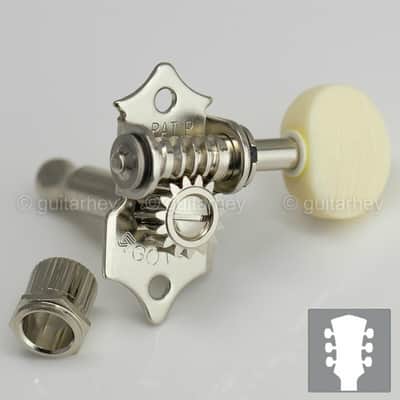 NEW Gotoh SE700-M5 OPEN-GEAR Tuning Keys L3+R3 w/ IVORY Buttons 3x3 - NICKEL image 1
