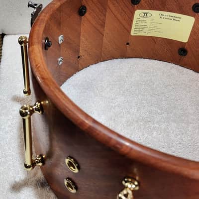 JT Custom Drums JT Custom Drums 14x6 Solid Mahogany Stave Snare Drum 2024 - Natural Color/ Lacquer image 9