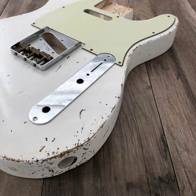 FRANCHIN Mars guitar body Relic Aged Olympic White 100% Nitro Lacquer Cracks SS Basswood Telecaster-Tele-T-Style Made in Italy - Stock piece #22320826 image 8