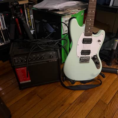 Squier Bullet Mustang HH Surf Green & Line 6 Spider V 20 MkII image 1