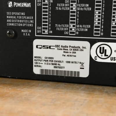 QSC CX1202V 1200W 70V 2-Channel Power Amplifier CG011ZZ image 10