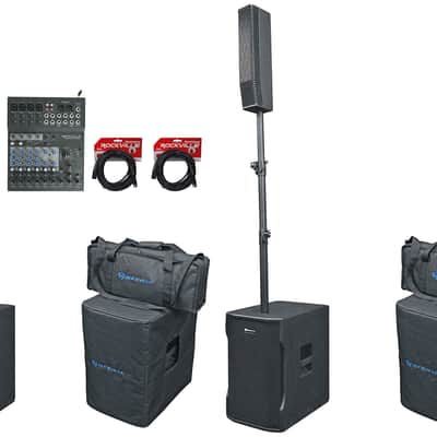 2 Rockville TITAN COLUMN 12 Pro/DJ Active Array Speakers w/Subs+Mixer+Cables+Bag image 1