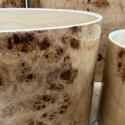 POPLAR MAPPA BURL exotic wood and Maple 7 pcs shell set - 5 ply core shells - Clear gloss polished BEST OFFERS ACCEPTED! image 3