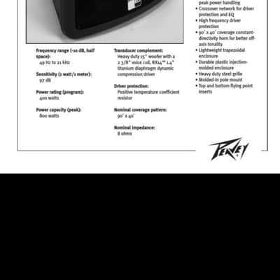 Peavey PR15 15" 400-Watt Passive Loudspeakers - gray image 5
