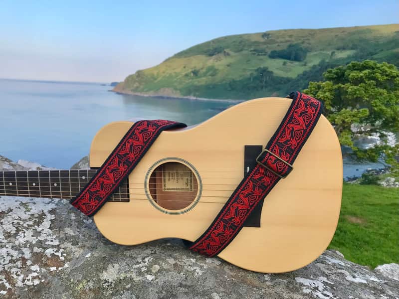 Vtar Red Celtic Beast Guitar Strap Handmade with Vegan Leather image 1