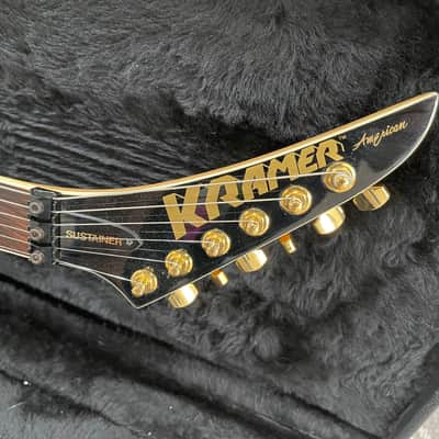 Kramer Sustainer USA Vintage 1986/1987 Black/Gold Floyd Rose, OHSC, Grover tuners excellent guitar. image 4