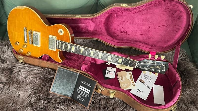 Gibson Custom Shop pre Murphy Lab 1959 Les Paul Reissue M2M Hand Picked 2014 - Heavy Aged Dirty Lemon Burst with Stinger headstock image 1