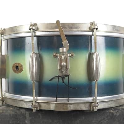 1950s Slingerland 7x14 Student Model Blue & Silver Duco Radio King Snare Drum image 2