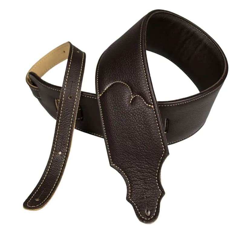 Franklin Strap 10B-CH-N 2.5" Padded Glover Leather Guitar Strap - Chocolate with Natural Leather Stitching image 1