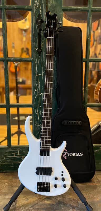 Tobias Growler IV Electric Bass Guitar in Pearl White w/ Tobias Logo Gig Bag image 1