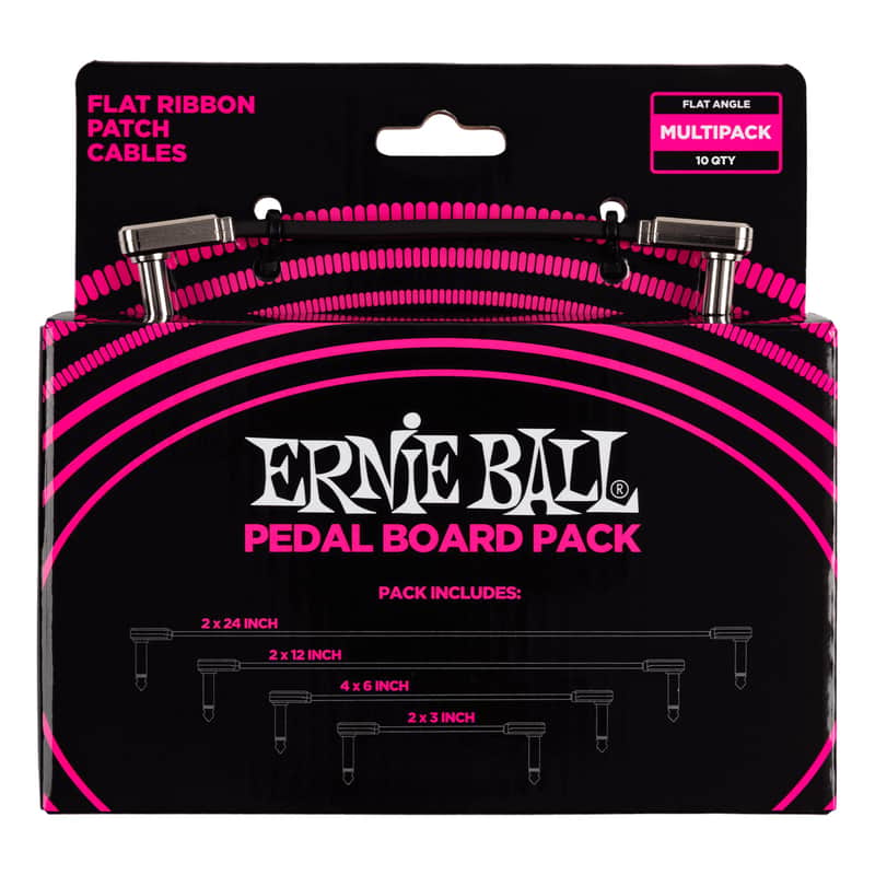 Ernie Ball Flat Ribbon Patch Cables Pedalboard Multi-Pack - Black image 1