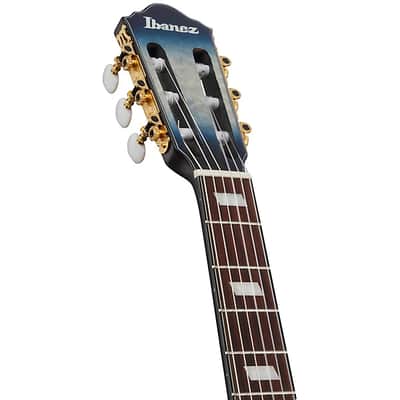 Ibanez FRH20QMNCTL Thinline Nylon String Acoustic-Electric Guitar - Cosmic Blue Starburst Low Gloss image 10