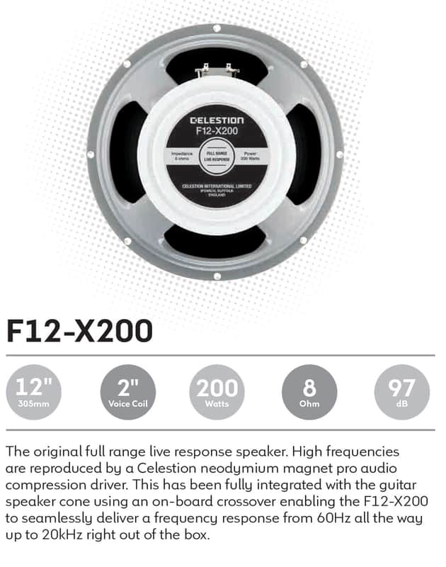 Celestion F12-X200 12" 8ohm 200W Ceramic Magnet Guitar Speaker 97dB 75Hz T6351 image 1