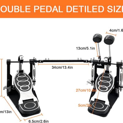 Double Bass Pedal, Double Chain Double Bass Drum Pedals, Double Kick Drum Pedal with Patch Suit for Kick Drum Set and Electronic Drums image 2