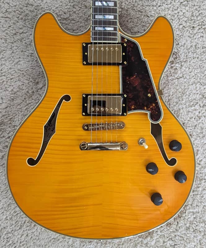 D'Angelico Excel DC Semi Hollow Guitar w/Case, Vintage Natural, DAEDCVNATGS image 1