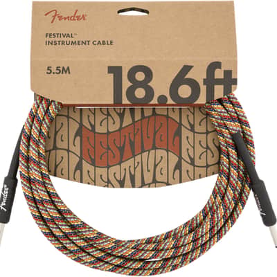 Fender Festival Instrument/Guitar Cable Eco-Friendly Pure Hemp, RAINBOW 18.6' ft image 7