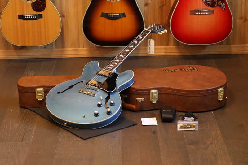 2024 Gibson ES-335 Block Semi-Hollow Electric Guitar Pelham Blue + OHSC image 1