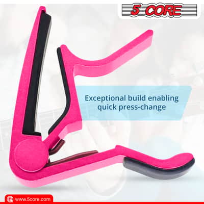 5 Core 6-String Guitar Capo Pink 2 Pack Guitar Accessory for Acoustic, Bass & Electric Guitars image 9