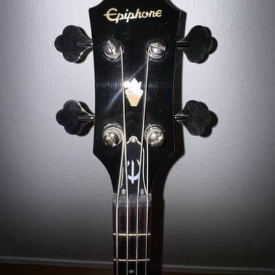 1997 Epiphone Rivoli Bass – Ebony Black Semi-Hollow, Cream Binding, Excellent Condition + Custom Strap & New Case image 13