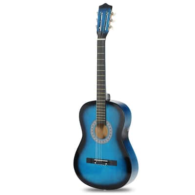 38" Full Size Acoustic Guitar Kids Guitar Adult GIGBAG STRAP TUNER Beginner Blue image 4