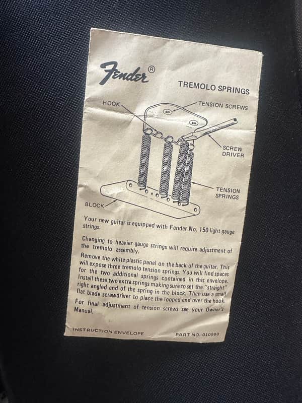 Fender Stratocaster case candy SPRING ENVELOPE 1960s-1970s image 1