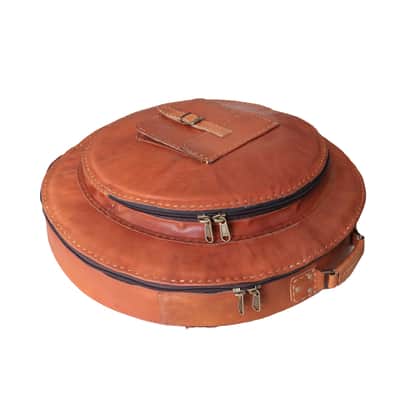 WerKens Leather Cymbal Bag 22" Front Pocket 16" for Hi Hats - Backpack - Brown image 4