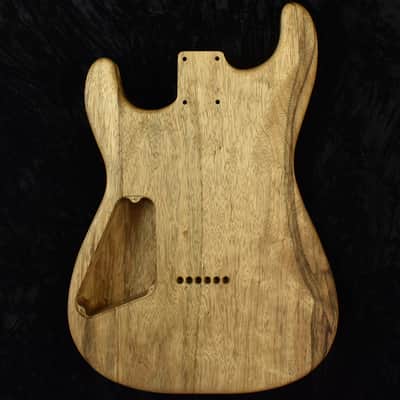 Strat Style Body - 1 Piece Black Korina (Limba) with 2 Piece Spalted Maple Top - Weight: 4 lbs 10 oz image 2