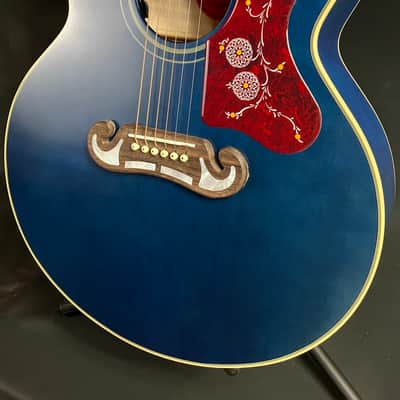 Epiphone 'Inspired by Gibson' J-200 Jumbo Acoustic-Electric Guitar Viper Blue Finish w/ Case image 8
