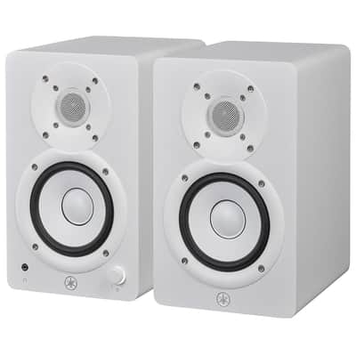 Yamaha HS4 4.5" Two Way Bass Refiex Powered Studio Monitors Pair In White with Room Control and High Trim Response Controls image 1