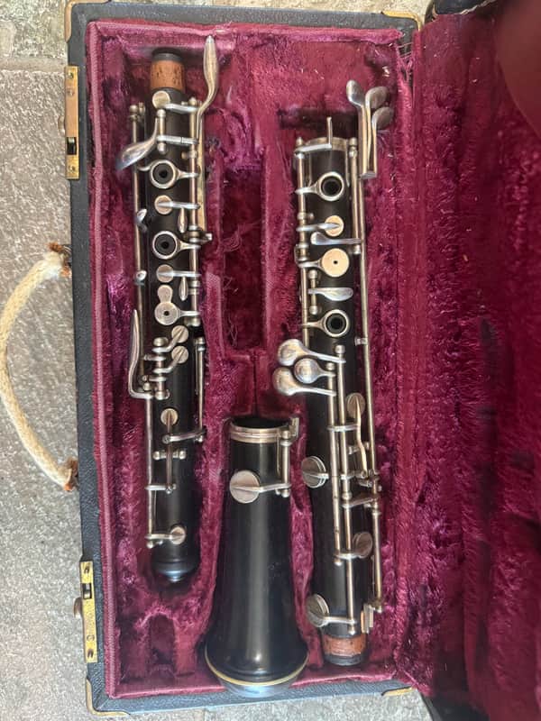 Noblet brand wood Oboe with case and reed. Made In France image 1