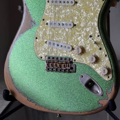 American Fender Stratocaster Relic Nitro Lime Squeezer Green Sparkle SSS-CS 54'S image 1