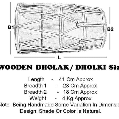 Handmade Designer Rope Dholak Mango Wood Indian Traditional Musical Instrument With Cover image 3