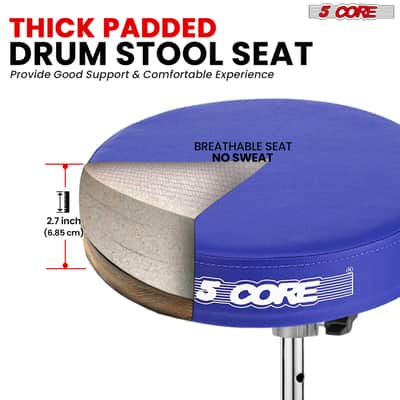5 Core Drum Throne 3" Padded Drum Seat Height Adjustable Drumming Chair for Practice and Performance image 2