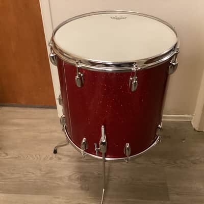 Slingerland 16x16 Floor Tom 1960s - Red Sparkle - COB hoops image 3