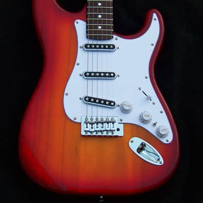 X-Light 6.2 lb. Cherry-Burst Stratocaster with Rosewood/Roasted Flame Maple Neck + 7 Sound Switching +Treble Bleed+ Working Bridge Tone+ Frets leveled, Crowned and Polished +Grover 406C Locking Tuners!! image 6
