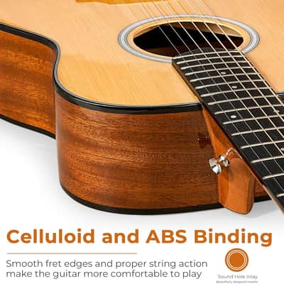 3/4 Acoustic Guitar Kit, 36 Inch Acustica Guitarra Dreadnought Bundle for Beginner Adult Youth Travel With Steel String Spruce Wood Gig Bag Tuner Pickguard, Right Hand image 3
