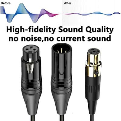 6.35mm to Mini XLR Audio Coiled Cable, 6.35mm TRS Male to 4 Pin Mini XLR Female Stereo Audio Conversion Adapter Cable for Headphone, Microphone, Speaker, 0.5 Meter image 3