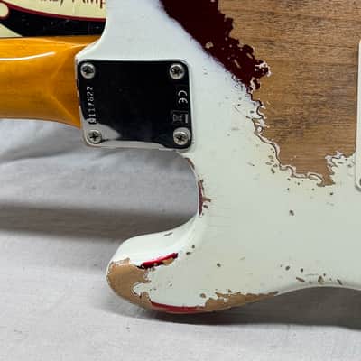 Fender USA Custom Shop Limited Edition White Lightning Stratocaster FR HSS 22 Guitar with COA + Case 2023 - Olympic White top / Candy Apple Red bottom / Rosewood fingerboard image 15