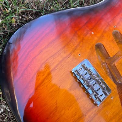 MJT VTS One Piece Ash Hardtail Stratocaster Body 2020  Sunburst  with Fender Bridge image 5