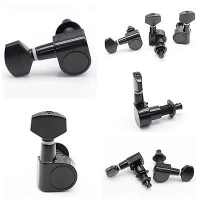 Left Handed Inline Guitar Machine Heads Pegs in Black image 2