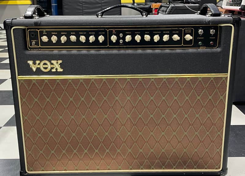 Vox AC50CP2 Classic Plus 2-Channel 50-Watt 2x12" Guitar Combo 2007 - 2009 - Black, With Original Vox Chrome Stand image 1